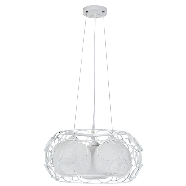 Lámpara de Techo Colgante Serie PEREGRINO en color BLANCO de tres luces realizado en metal y con tulipas de cristal